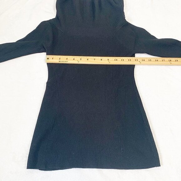 White House Black Market black long sleeve fitted rib knit turtleneck sweater - Picture 8 of 9